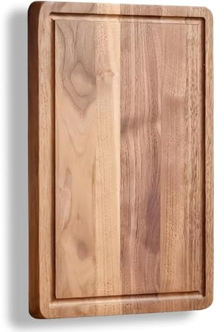 Planche à découper en bois d'acacia de 11,8 pouces YUANQIAN, 1,5 cm d'épaisseur, planche à découper réversible en bois pour cuisine, planche à charcuterie, planche à fromage avec rainure profonde (1)