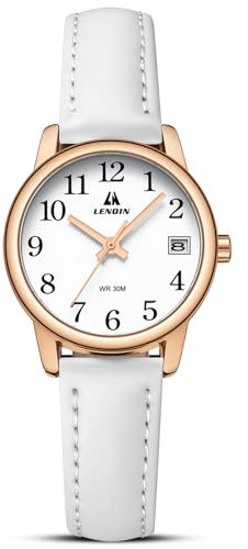 Uhr Damen Armbanduhr Damen Uhr mit Großen Ziffern Analog Quarzuhr für Frauen mit Lederband