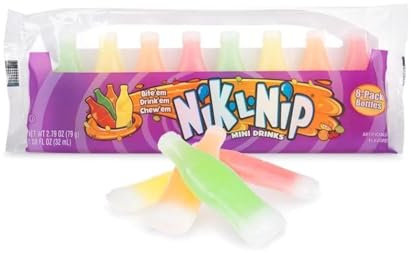 2 pick Of Nik.L.Nip Mini Drinks wax Candy 8 Bottles 79G ARTIFICIALLY FLAVORED Cherry Orange Lemon Lemon Lime