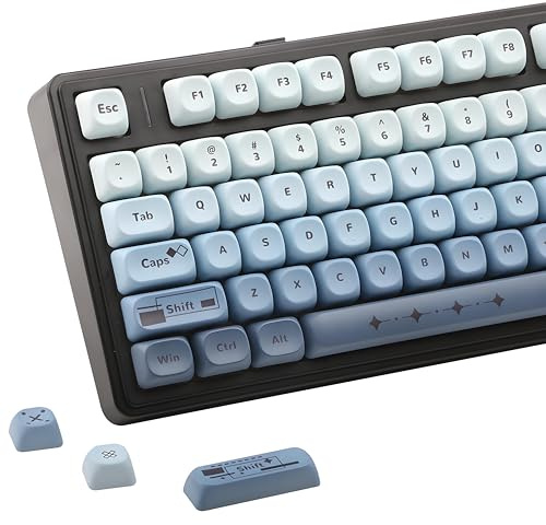 Gradient Blue PBT Keycap Set - Smart Cube Theme Key Cap | 5-Side Dye-Sublimation, 134 Keys keycaps for 60%/75%/100% Keyboards | Cherry MX/Gateron Compatible