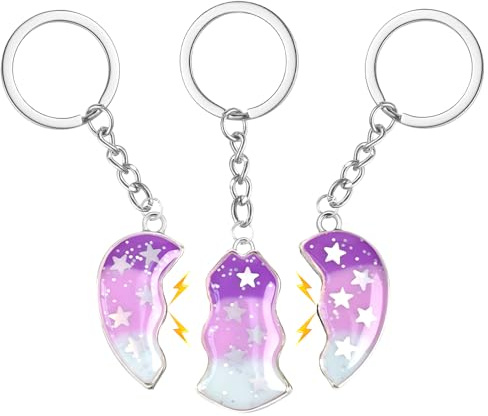 Cosysparks Porte Clef Meilleure Amie, 3 Pcs Cœur Cadeau Amie Magnétique Enfants Cœur Porte-Clés Cadeaux D'anniversaire de Noël Significatifs pour le Meilleur Ami (Violet)