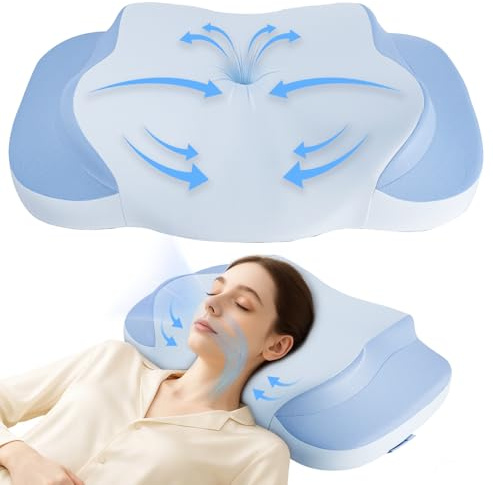 IDEA Nackenkissen Kopfkissen, Memory Foam Orthopädische Kissen, Ergonomisches Kopfkissen Nackenschmerzen, Anti Schnarch Nackenkissen, Pillow Kissen für Seiten, Rücken & Bauchschläfer (1er Pack)