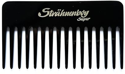 Strähnenboy Super Lockenkamm handgemacht Schwarz 13 cm 16 Zinken Strähnenkamm Afrokamm grobe Zahnung (13 bl)