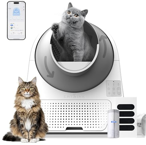 Arenero Autolimpiante CATLINK Pro-X con App y Contenedor de Residuos de 13L para Gatos Grandes, 4 Modos de Limpieza, Control de Olores 4X (Ozono+UV+Carbón Activado+Gel Desodorante)