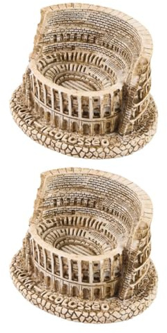 JOINPAYA 2 Stück Kolosseum Kunstharz Bonsai Ornamente Kompakte Sandtisch Dekoration Langlebige Harzfiguren in Hellgelb für Garten und Indoor