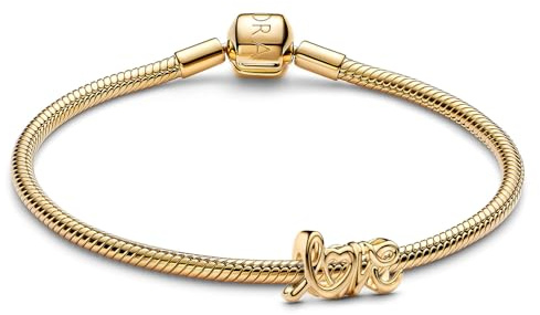 PANDORA Geschenkset Damen-Armband Handgeschriebene Liebe Goldfarben 21541 | Schmuck Bundle für Frauen Armband mit Love-Charm, romantisches Geschenk