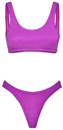 F**K Bikini Donna Top con Slip Americano Fisso Viola SW1807-PR