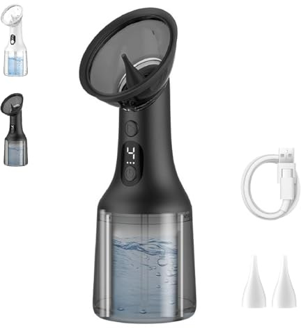 Verasoin Nettoyeur D'oreillespro, Nettoyeur D'oreilles à Impulsions Entièrement Automatique, Rechargeable Electric Water Jet Ear Cleaner with 4 Cleaning Modes, Pump Spray and Syringe (BLACK)