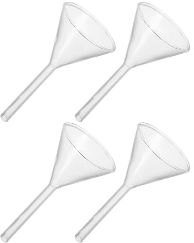 Glass Lamp Oil Funnel 4pcs for Precise Kerosene Refilling | Wide Funnel, Fuel Monitoring, Narrow Nozzle for Clean Indoor Pouring and Easy Storage