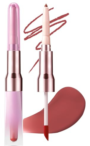 BUTBU Lip Liner Stain, 2 In 1 Lipliner & Lipgloss mit zwei Enden, Wasserdichter Peel Off Finish Lippenfleck, Hochpigmentiert und Geschmeidig, Konturieren, für alle Hauttypen #02