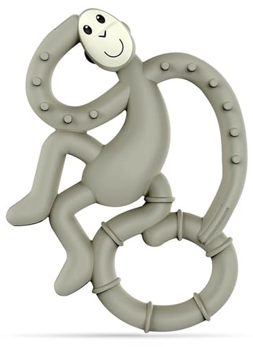 Matchstick Monkey Silikon Mini-Beißring & Gel-Applikator – Silikon-Baby-Beißring, Leicht zu Greifen, BPA-Frei, Unterstützt Selbstberuhigung & Frühes Zähneputzen, ab 3 Monaten, 10 cm, Grau