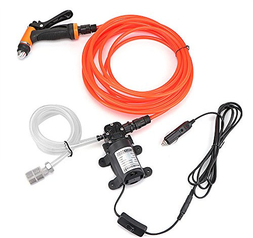 Car Washer Kit - Portable Pressure Washer 12V Water Pump Car Washer, 100W 130PSI, Electric High Pressure Water Washing Kit for Car, Garden, Home, Cleaning, Pet Shower (1Pack)