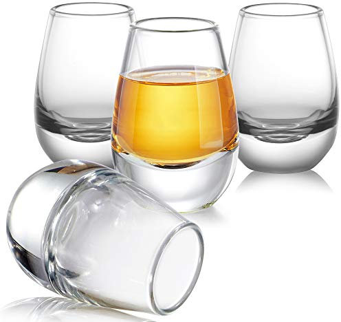ZENS Sake-Gläser, transparent, süßes Sake-Schnapsglas, 38 ml, 4 Stück für japanische Sake-Flaschen, kalte Liköre mit schwerem Boden