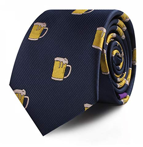 AUSCUFFLINKS Krawatten für Essen und Trinken, Spezialitätskrawatten für Herren, gewebte schmale Krawatten, Geschenk für Arbeitskollegen, Bier, Dünn