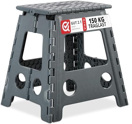 Relaxdays Klapphocker faltbar, Camping Hocker, großer Badhocker, bis 150 kg, Kunststoff, HxBxT: 39 x 39 x 32 cm, grau