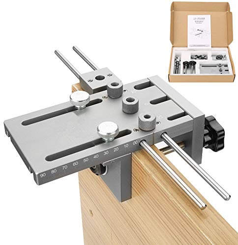 Dowelling Jig, 3 in 1 6/8/10/15mm Alta precisione falegnameria autocentrante Dowelling Jig Drill Kit di localizzazione guida trapano dotato di una scheda di serraggio dedicata