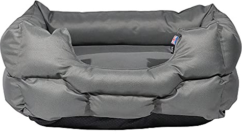 Bunty Woodland Dog Beds XL Washable - Soft, Calming, Wipe Down Cat Bed & Dog Bed for Crate - High Wall Support - Water-Resistant, Non-Skid Bottom - Rectangle, Grey, 93x75x21cm