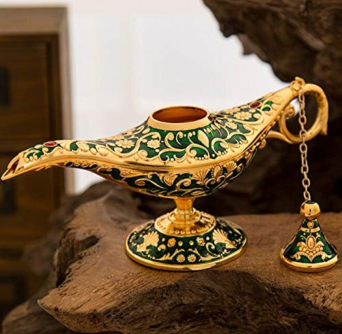 VOANZO Magic Aladdin Früher, Retro Metall Märchen Aladdin Magic Genie Teekanne Öl Home Tischdekoration (grün)