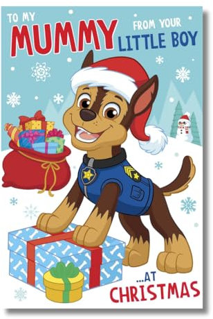 Offizielle Paw Patrol Mummy Weihnachtskarte von Your Little Boy, Mummy Weihnachtskarte vom Sohn, Chase Paw Patrol Weihnachtskarte für Mama