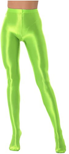 TiaoBug Damen Strumpfhose 70 Den glossy Glänzende Hose Pants Leggings Tights Modisch Matt mit Glanz Fein Strumpfhosen Neon Grün XL