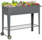 Outsunny Letto per orto da Esterno Rialzata in Metallo,Portapiante Fioriera con Mensola, 2 Ruote e Maniglia, Grigio, 104x39x80cm
