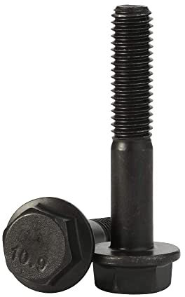 M10 x 70 mm Flansch-Sechskantschrauben, Halbgewinde, legierter Stahl, schwarzes Oxid-Finish, 6 Stück