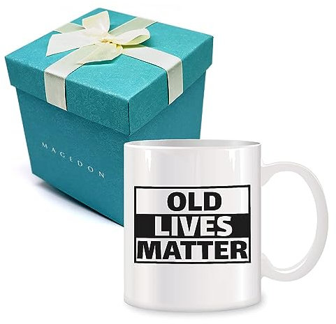 MAGEDON Old Lives Matter Ceramic Coffee Mugs for Men Women 11 oz - 50th 60th 70th 80th Birthday Gifts for Dad, Mum, Grandad, Grandma, Gifts for Fathers Day