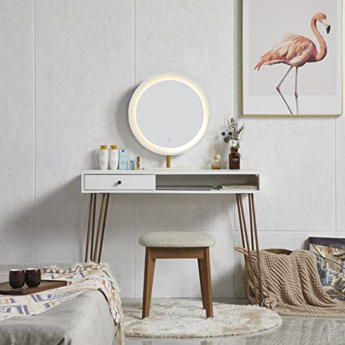 Aviina White Desk With Drawers - Bedroom Small Dressing Table With Hairpin Legs, Vanity, Study, Home Office Computer, Makeup, Corner for Small Spaces - 100cm X 50
