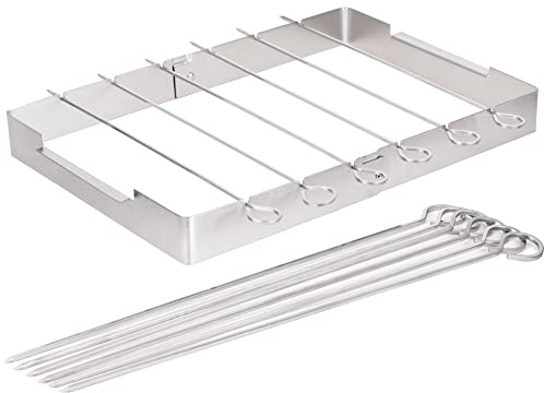 HONSHEN Skewer Rack Set for Grill,12pcs 12inch Stainless Steel Square Barbecue Skewers Shish Kabob and Foldable Grill BBQ Racks Set for Party and Cookout (Barbecue Skewers Rack Set 12p+1)