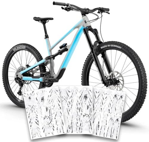 unleazhed Bike Protection BP01 Frame Edition Serfaus White GLÄNZEND | Rahmenschutzfolie für dunkle Mountainbikes | Made in Germany | 35 -teiliges komplett Rahmenschutz-Set | extrem reißfest