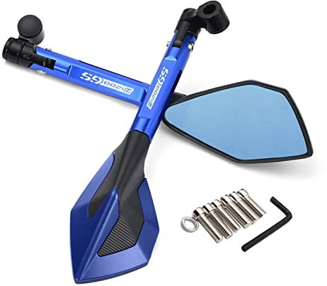 Motorrad Rückspiegel CNC Aluminium Rückspiegel Rückspiegel Seitenspiegel Für BMW R 1200 GS LC R1200GS R 1200GS ADV Adventure 2018-2022 Mit Logo Spiegel (Farbe : Blau)