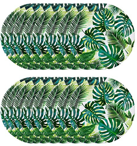 Talking Tables Assiettes Jetables Tropicales - Lot 24 pcs - Vaisselle Jetable Feuilles Palmier - Assiette Jetable Anniversaire ou Fête Thème Jungle, Hawaï, Assiette Carton Pique-nique, PALMPLATES24