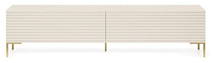 Selsey TV Schrank Board Sideboard Fernsehtisch Fernsehschrank 140 cm Goldene Beine Graubeige Lammelo
