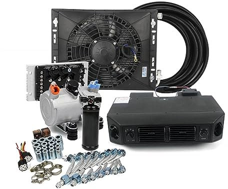 Kit de ensamblaje de evaporador de compresor de Aire Acondicionado eléctrico automotriz de 12V 24V, Compatible con Aire Acondicionado de Tractor de camión de Caja automotriz (Color : 24V Cooling)