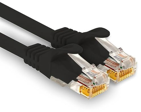 1aTTack.de - 1 câble réseau Cat7 de 15 m, Ethernet Cat.7, câble patch Lan et Cat 7 pour une vitesse Internet maximale et connecte tous les appareils avec prise RJ 45 noir