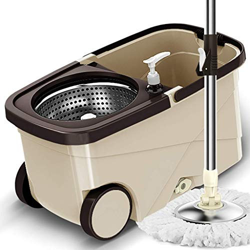 Spin Mop Suministros de Limpieza de Pisos - Fregona giratoria de Acero Inoxidable y Cubo con escurridor automático para el hogar (Onecolor)