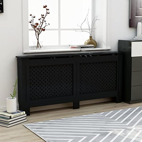 Homgoday Black Radiator Cover 172 x 19 x 81 cm MDF Storage Shelf Cover Cover for Radiator Radiator