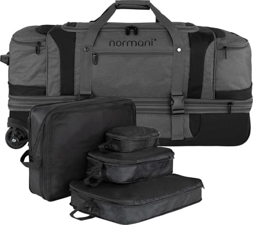 Reisetasche 120-150 L Reisetrolley mit Rollen mit Kleidertaschen Farbe Grau/Schwarz