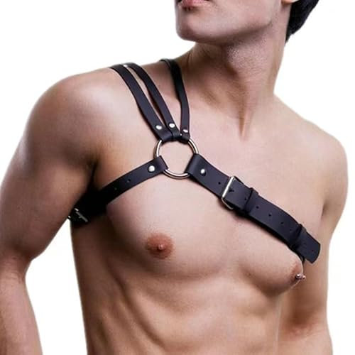SUPKTHDY Gay Harness Männer Harness Männer Leder Gay Unterwäsche Herren Fetisch Body Brust Harness Männer Brustgurt Tragegur Verstellbarer Gürtel Punk Gothic Kostüme Sklave Clubwear Party Cosplay