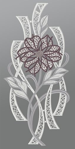 Plauener Spitze Fensterbild Moderne Blume (BxH) 16cm x 37cm, grau, Fensterdekoration und Fensterschmuck