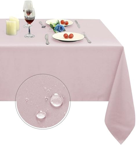 Obstal Nappe rectangulaire rose poudré – Nappe très résistante en polyester imperméable – Tissu décoratif pour extérieur et intérieur, 137 x 198 cm