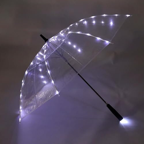 HEPYLAIFU durchsichtiger Regenschirm LED transparente Regenschirme, Party-Geburtstags Braut Hochzeitsschirme Durchsichtige (Color : W, Size : 23)