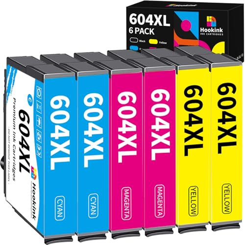 6er-Pack 604XL Druckerpatronen Kompatibel für Epson 604 XL Patronen Multipack für Expression Home XP-2200 XP-2205 XP-3200 XP-3205 XP-4200 XP-4205 WF-2910 WF-2930 WF-2950 WF-2935