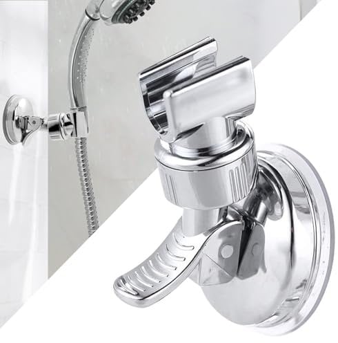 Norhogo Suction Cup Adjustable Removable Shower Wall Mounted Bracket, hower Head Holder, 360° Rotation Adjustable Shower Bracket,Shower Head Holder No Drilling for Home Hotel Bathroom (11*7cm)