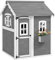 Outsunny Wooden Playhouse for Kids Outdoor Wendy House Indoor with Doors, windows, Plant Box, Floors, for 3-8 Years, for Garden, Lawn, Patio - Grey