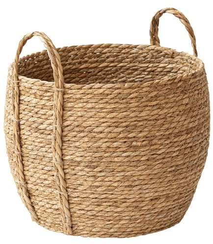 Xoeryoy Panier à Plantes en jonc de mer, Pot de Fleurs Rustique tissé avec poignée Robuste, Rangement décoratif Naturel pour hôtel, café, décoration d'intérieur S