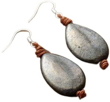 Aqxyxsw Damen Ohrringe Schmuck Teardrop Pyrite Healing Crystal Leder Ohrring Homme Weihnachtsgeschenke lingli