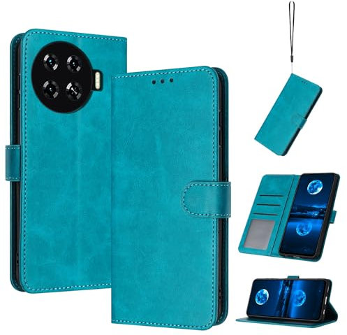 QiongniAN Coque en Cuir Compatible avec Tecno Spark 20 Pro+,Compatible avec Tecno Spark 20 Pro Plus KJ7 Étui pour téléphone à clapet Coque Green