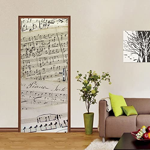 3D Türaufkleber Musik Türtapete selbstklebend TürPoster - Fototapete Türfolie Poster Tapete Aufkleber DIY Wandbild B77 x H200cm