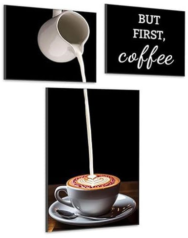 burkfeeg 3 Piezas Cuadro Decorativo Café Cocina Cuadro En Lienzo Cafe Cuadro Lienzo No Tejido Para Hogar Moderno Comedor (Sin Marcos)